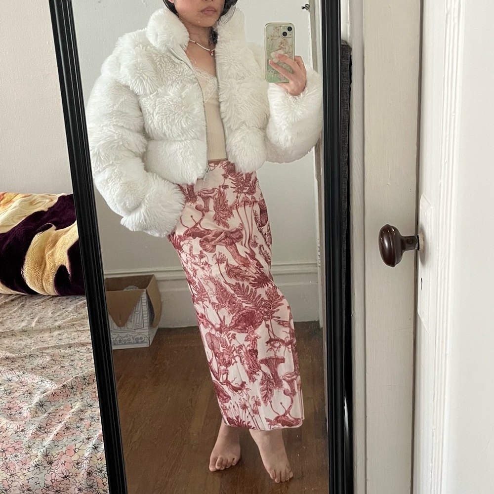 Teddy bear white cropped jacket